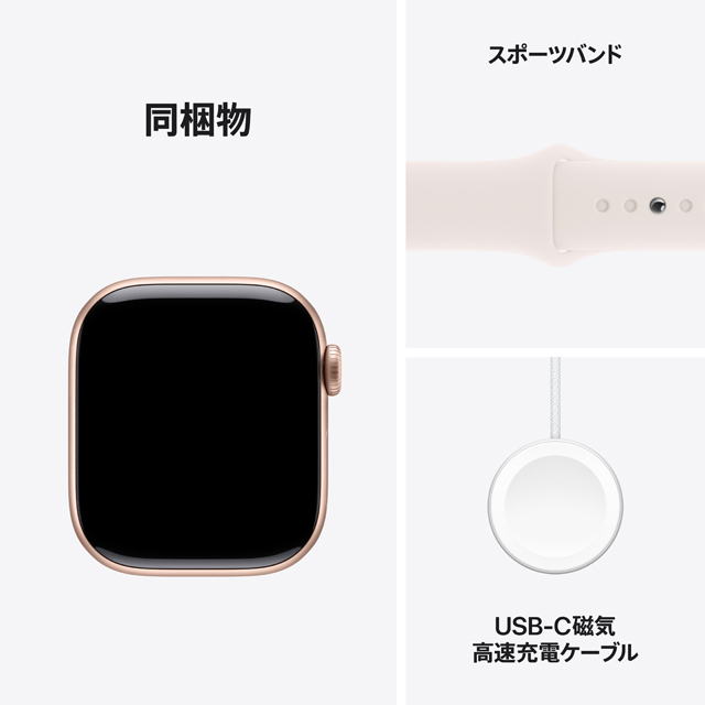 Apple Watch Series 10 ローズゴールドアルミニウムケース同梱物やバンドについての画像