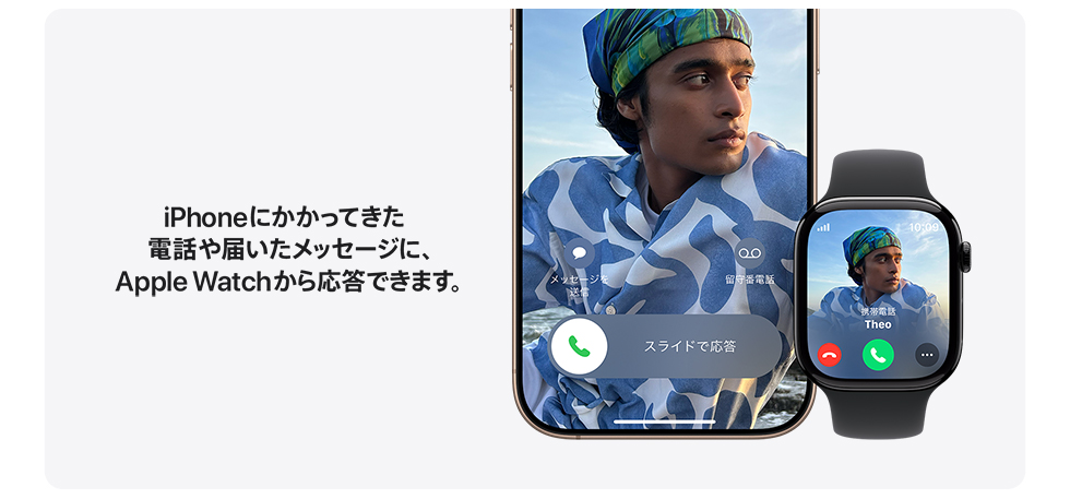 iPhoneにかかってきた電話や届いたメッセージに、Apple Watchから応答できます。