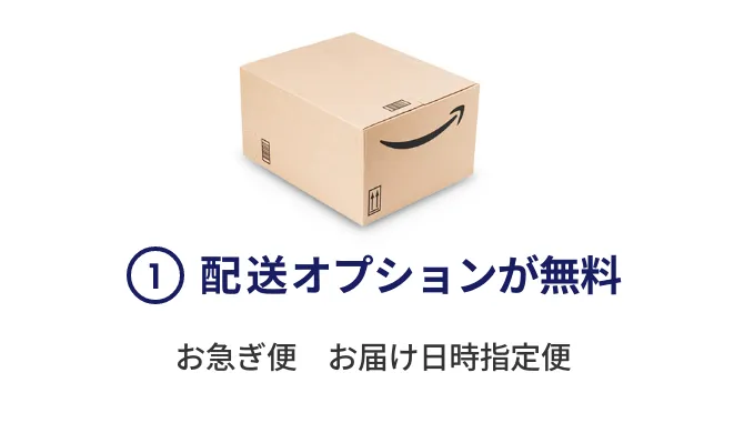 ①配送オプションが無料　お急ぎ便　お届け日時指定便