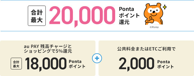 合計最大20,000Pontaポイント還元