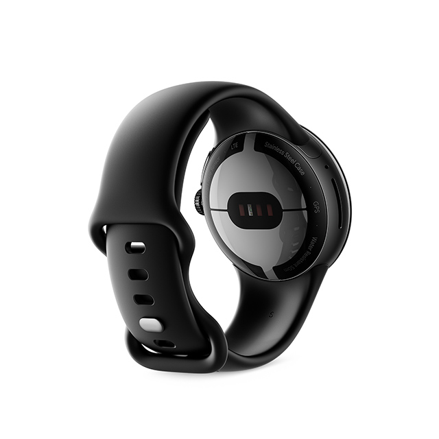 Google Pixel Watch Matte Black ステンレスケース／Obsidian アクティブバンド 背面