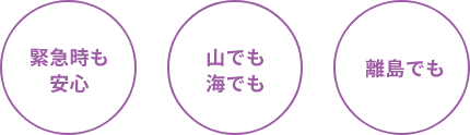 緊急時も安心 山でも海でも 離島でも