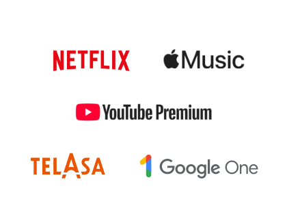 Netflix Apple Music Youtube Premium TELASA